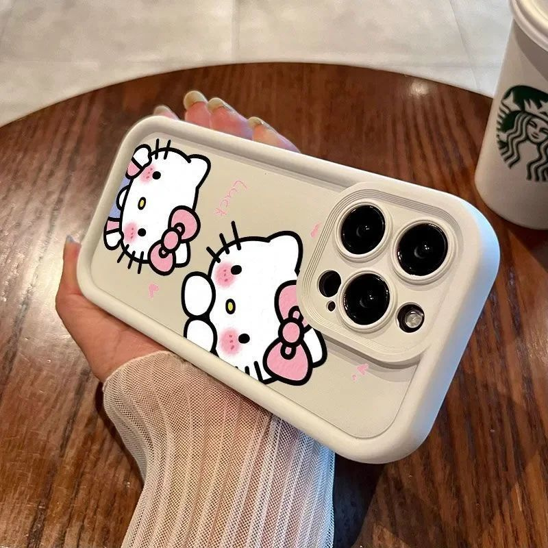 Силиконовые чехлы Hello Kitty для iPhone 15 14 13 12 11 Pro XR XS MAX 7 8 Plus Мягкий противоударный #1