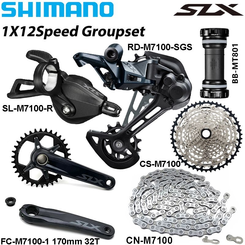 Shimano Slx M7100, группа скоростей 1x12, переключение SL-R/RD-SGS (Без окном), кассета 10-51T, цепь #1