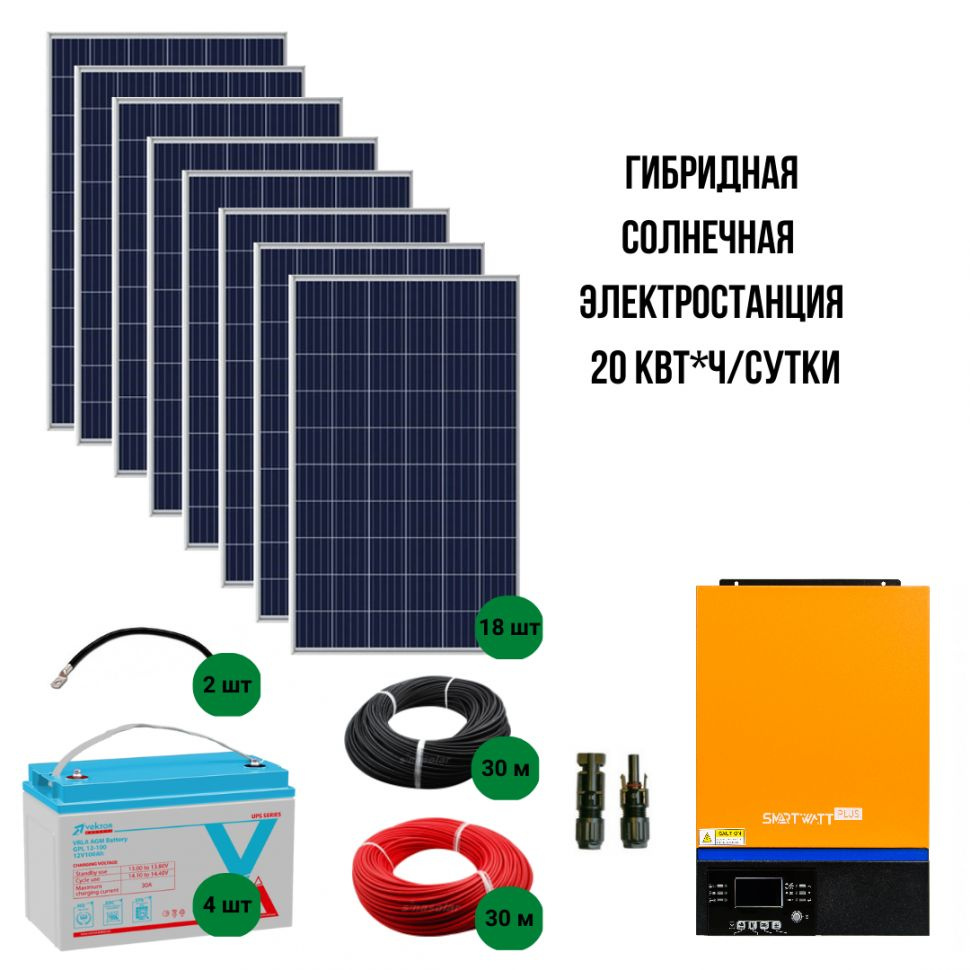Гибридная электростанция на солнечных батареях 20 кВт*ч в сутки - купить с  доставкой по выгодным ценам в интернет-магазине OZON (400849279)