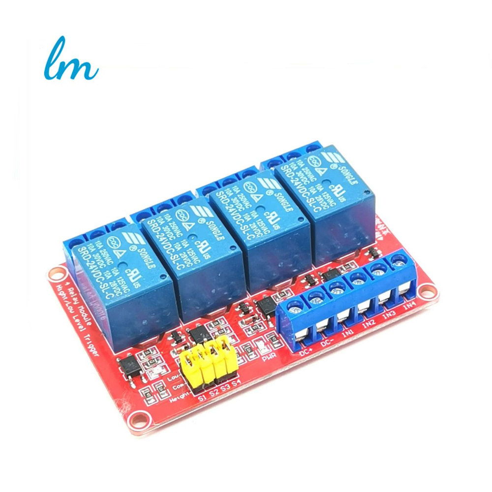 Модуль реле 4 канала 24V с опторазвязкой /Модуль реле 4 канала ...