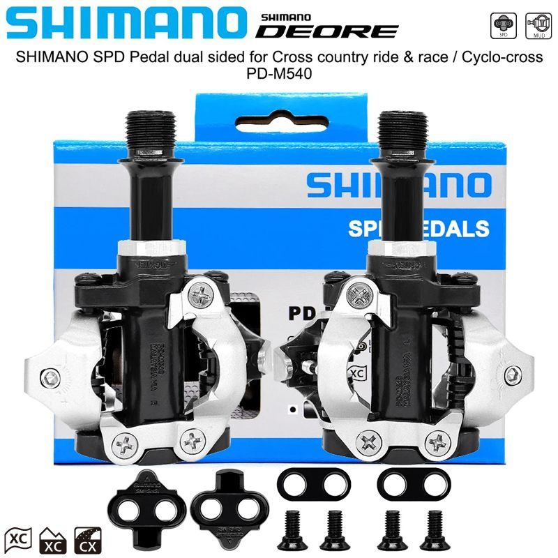 Педали велосипедные SHIMANO PD-M540, SPD с шипами, черные, 1 пара ...