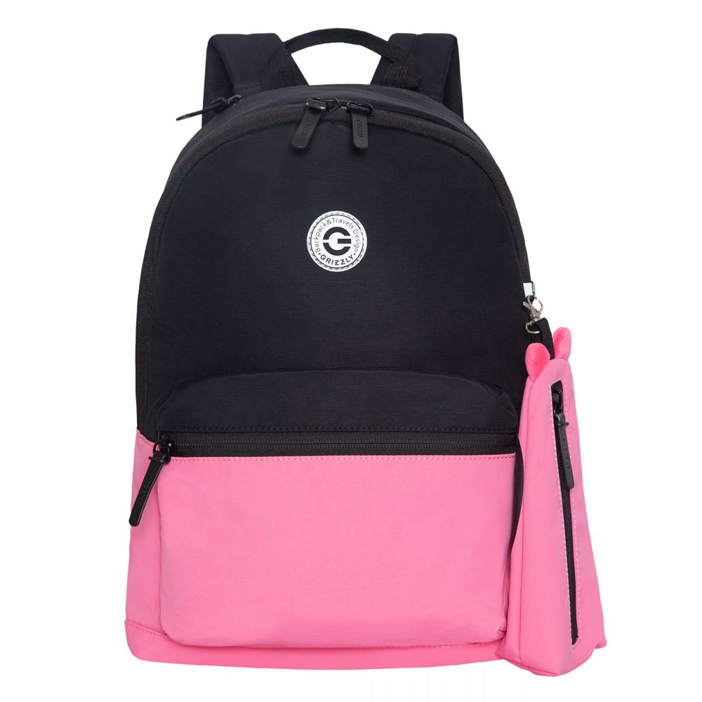 Рюкзак спинка мягкая EVA, 38*26*12 см, 1 отделение, черный/розовый Grizzly RXL-323-4  #1