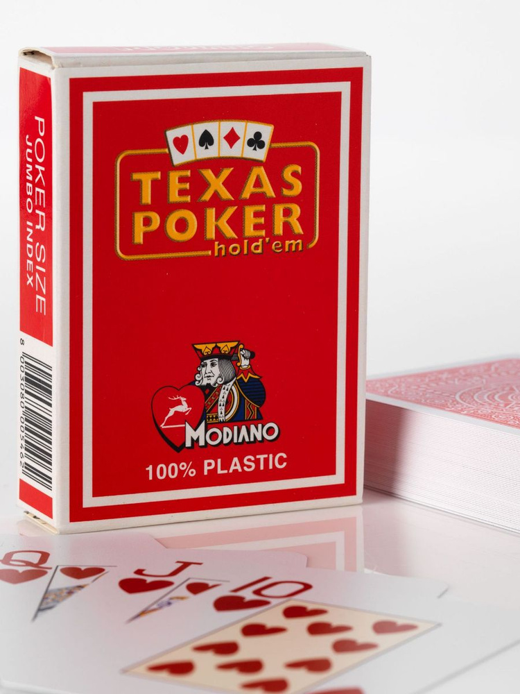 Карты игральные Modiano 100% plastic Texas Poker красные #1