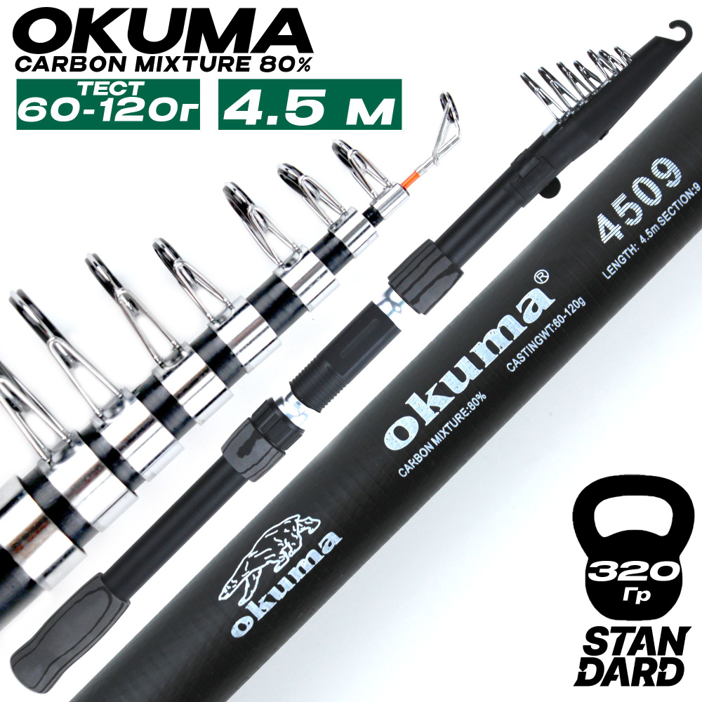 Спиннинг Full Fishing OKUMA_Черный, от 60 гр купить по выгодным ценам в  интернет-магазине OZON (931360565)