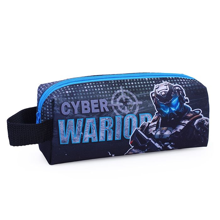 Пенал-косметичка на молнии, двухсторонняя печать, ткань с ручкой "Cyber Warr"  #1