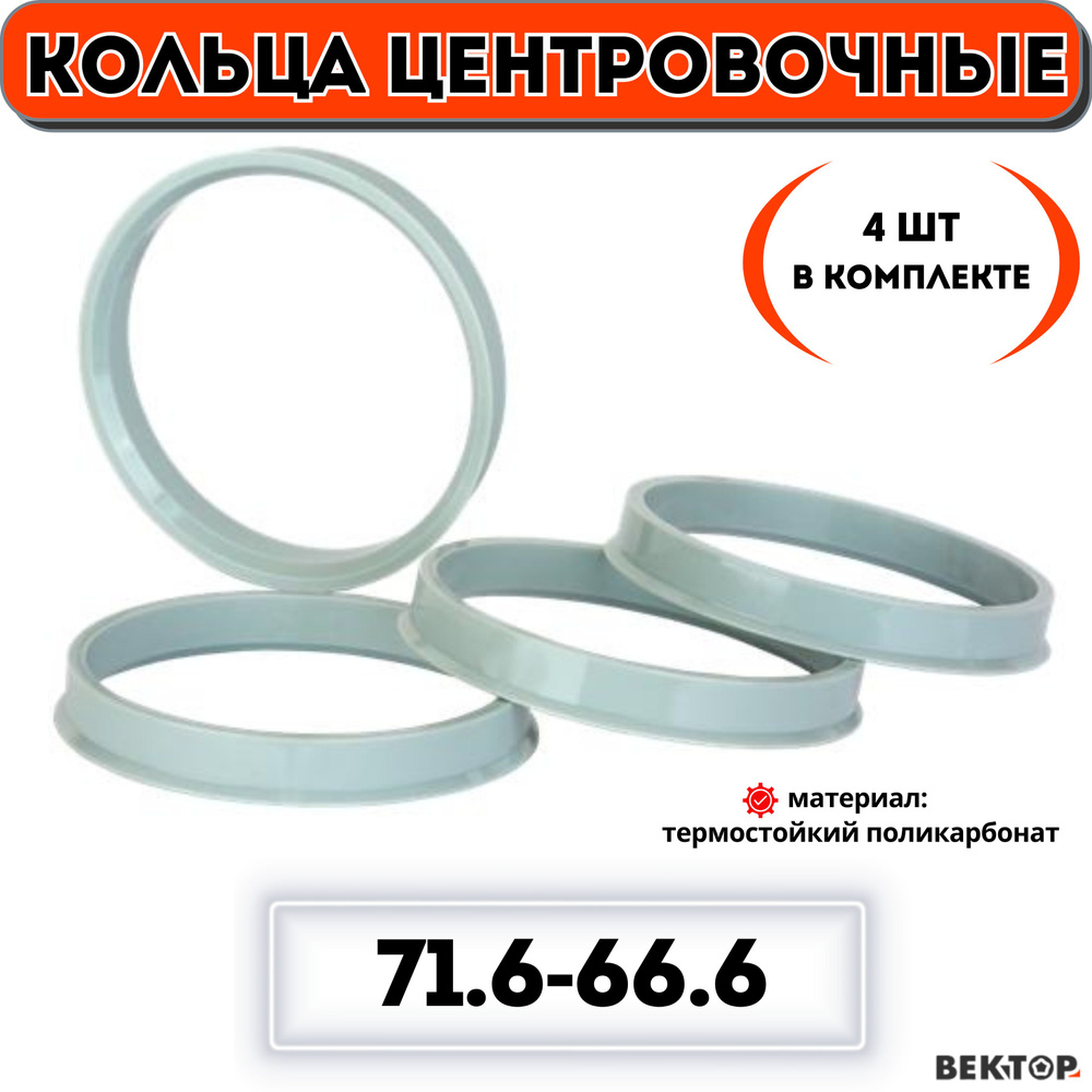 Кольца центровочные для автомобильных дисков 71,6-66,6 "ВЕКТОР" (к-т 4 шт.) #1