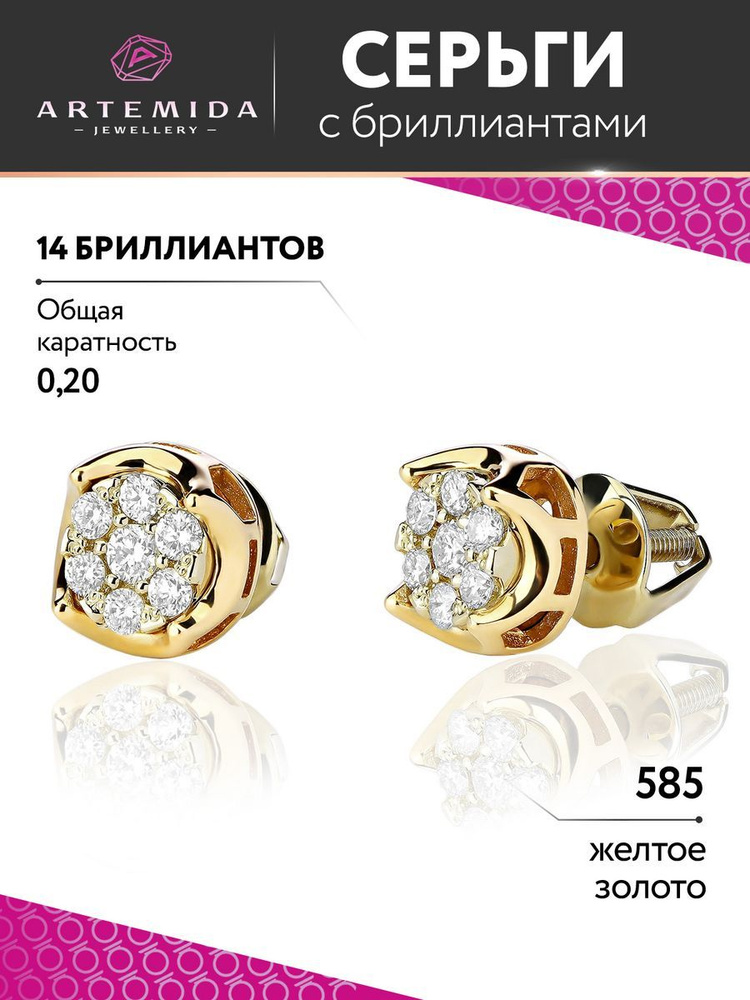 TROFIMOVA JEWELLERY Серьги ювелирные Золото желтое 585 пробы #1