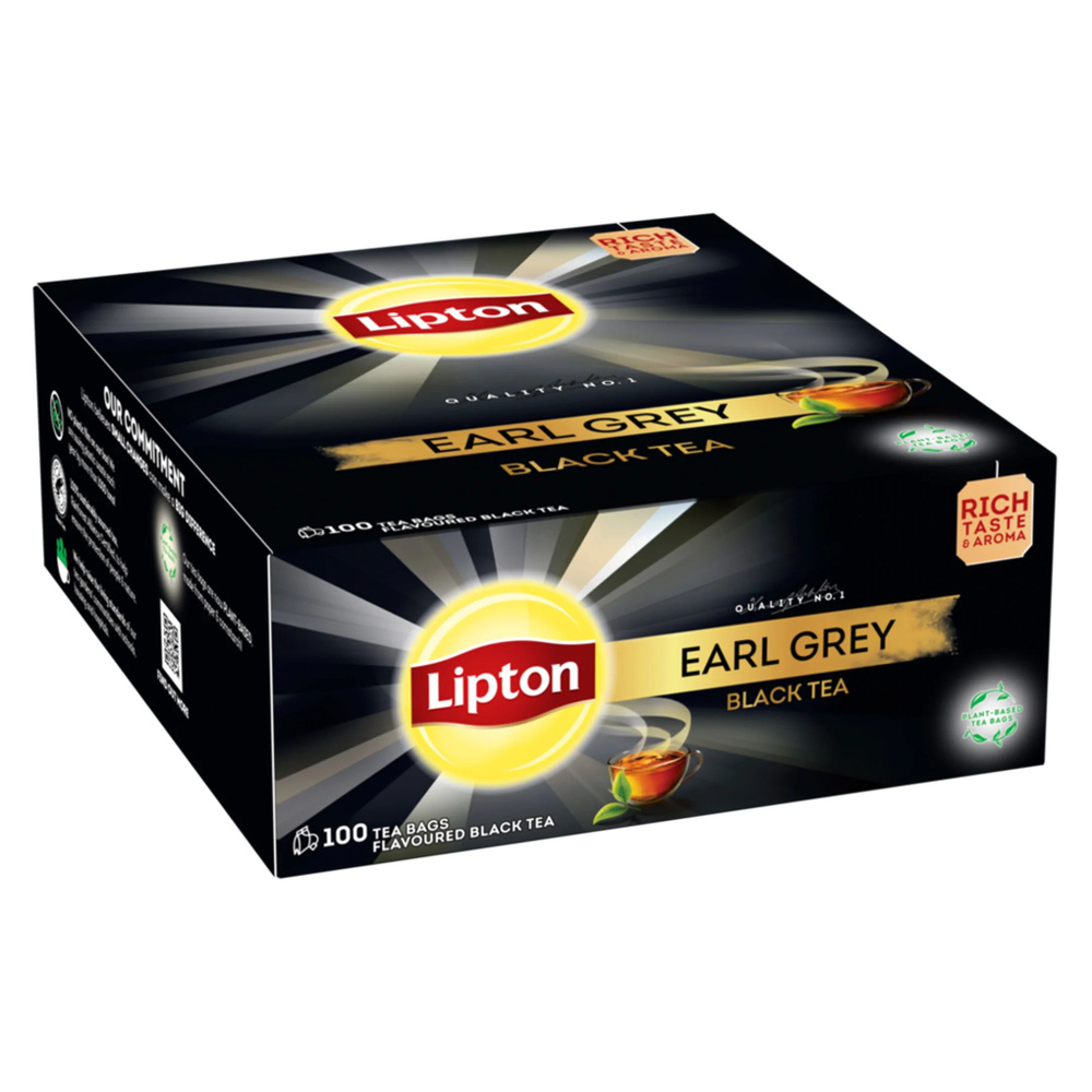 Чай черный Lipton Earl Grey с бергамотом 100 пакетиков, 160 г (из ...