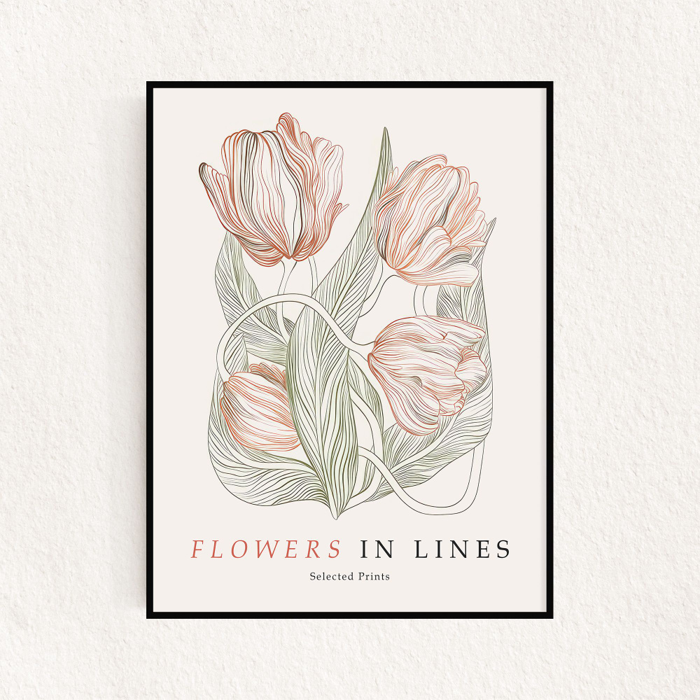 Постер "Flowers In Lines No.2", 21х30см #1