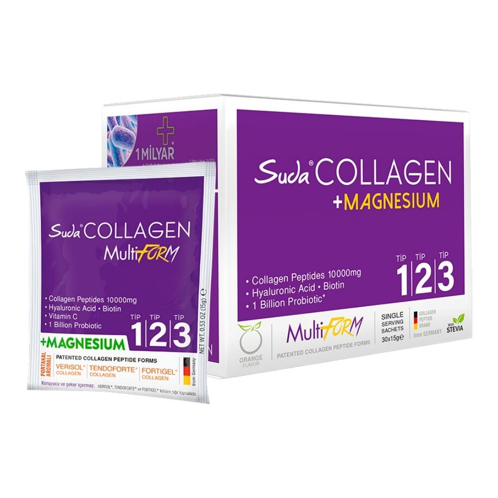 Suda Collagen Multiform with Magnesium Пептиды коллагена с Магний, со вкусом апельсина, 30 саше x 15 #1