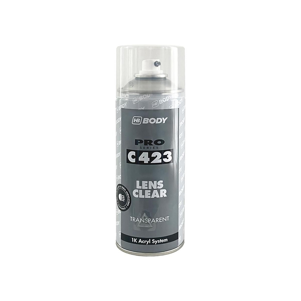 Лак боди акриловый для фар, оптики и фонарей автомобиля HB Body C423 Lens Clear аэрозоль 400 мл.  #1