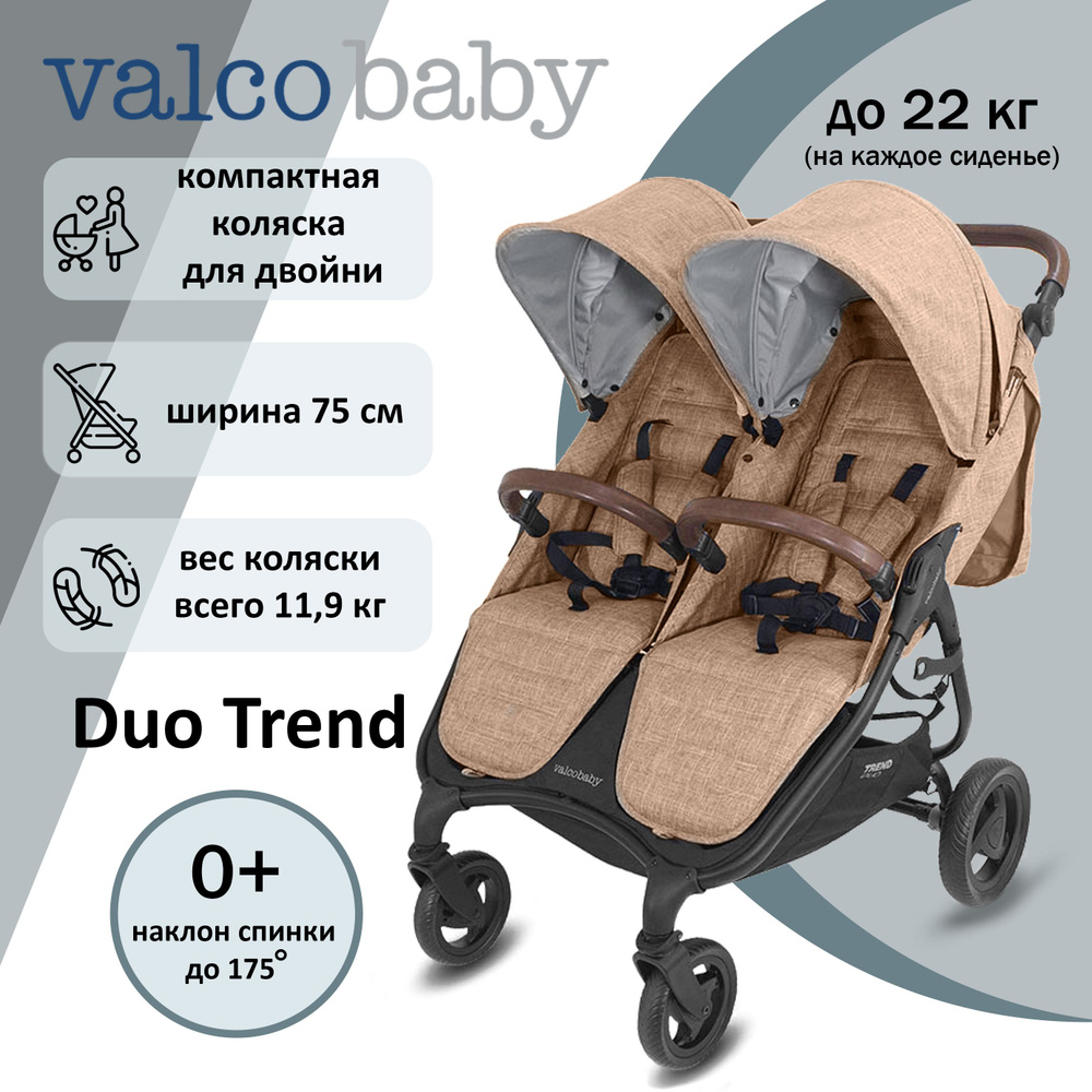 Прогулочная коляска для двойни всесезонная Valco Baby Snap Duo Trend цвет: Cappuccino  #1