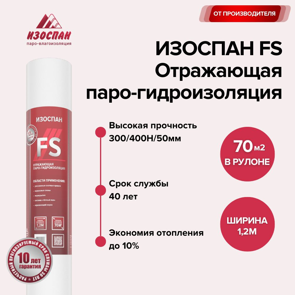 Отражающая паро-гидроизоляция Изоспан FS 70 кв. м - купить с доставкой ...