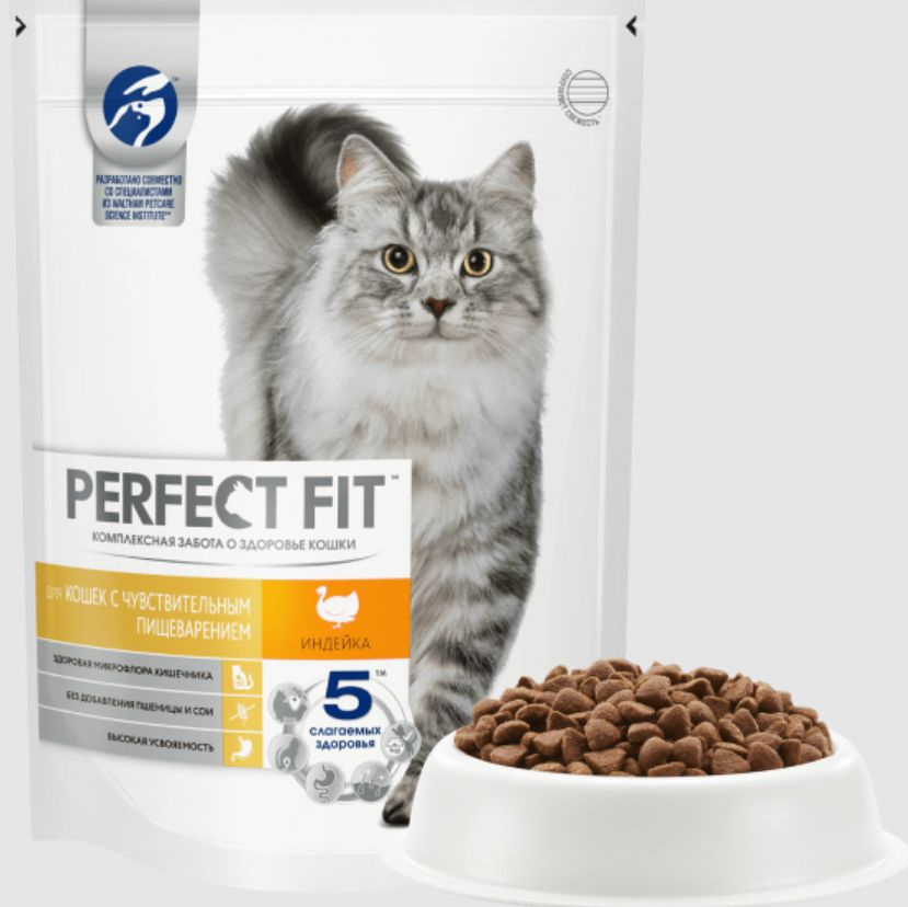 Сухой корм Perfect Fit Sensitive для взрослых кошек с чувствительным ...