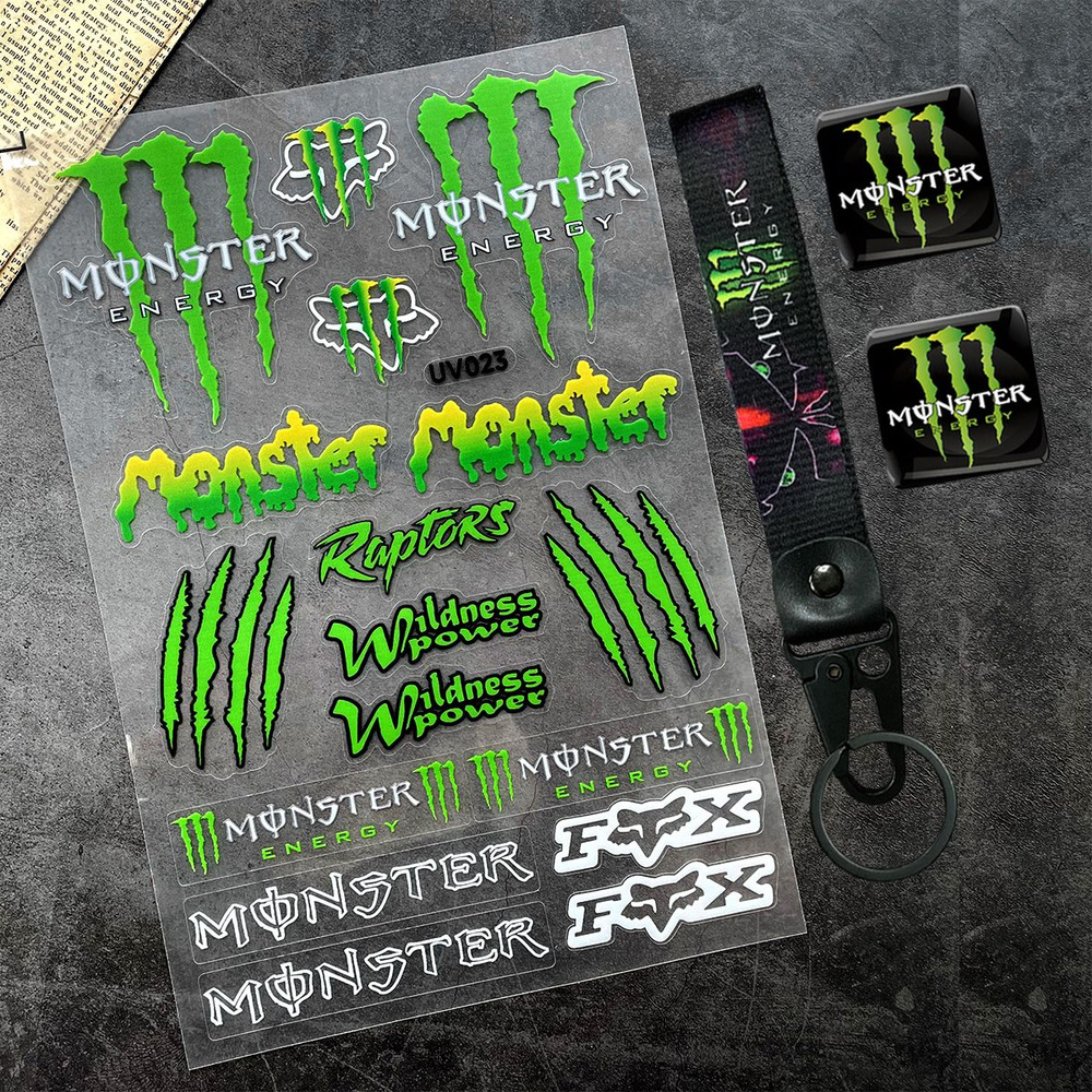 3D УФ-наклейка Monster Energy Наклейка на корпус мотоциклетного шлема  #1