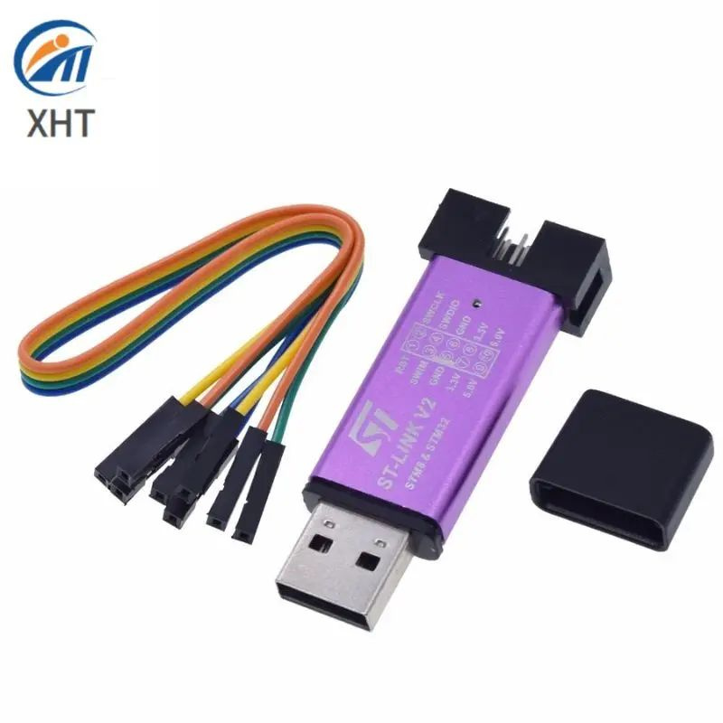 Программатор ST-LINK V2 для STM32 и STM8 с крышкой и кабелем (Цвета ...
