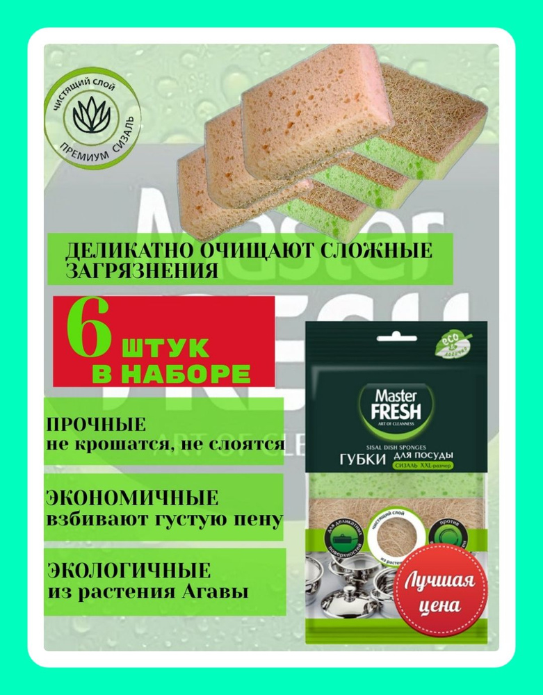 Master Fresh Губка, Поролон, 6 шт. #1