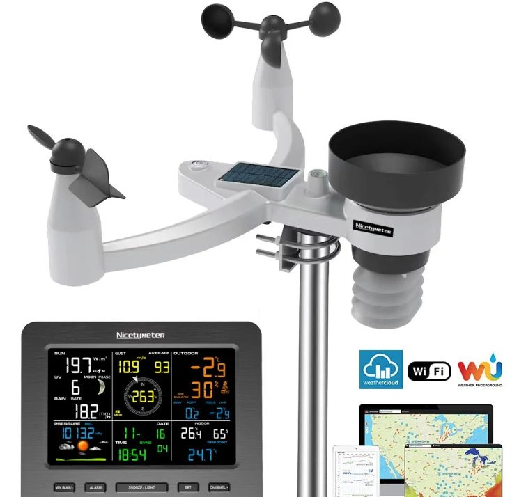 2024 Новейшая беспроводная метеостанция NicetyMeter FT0360-025T с Wi-Fi,Скорость ветра, направление ветра, #1