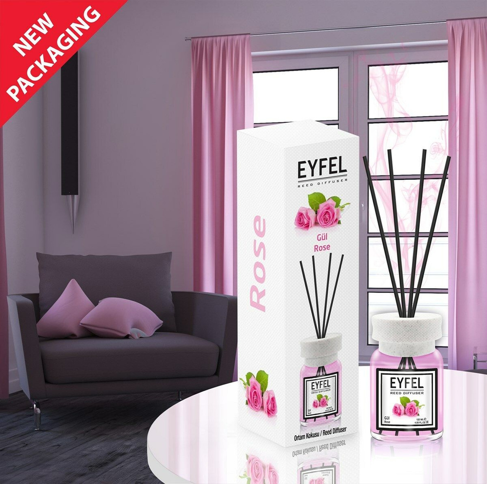 EYFEL PERFUME Диффузор Роза, 120 мл, ароматический диффузор для дома с палочками  #1