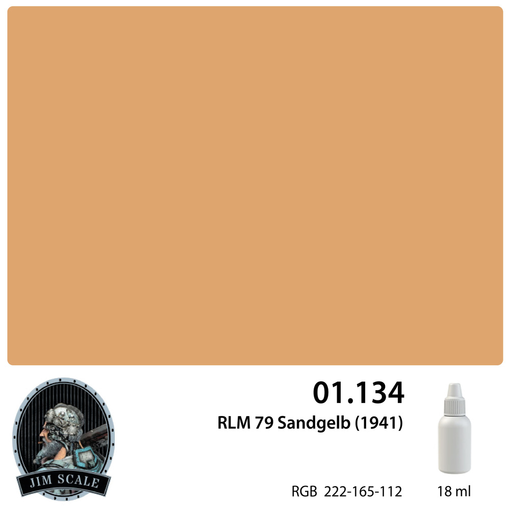 Краска акриловая Jim Scale 01.134 цвет RLM 79 Sandgelb (1941), 18 мл #1