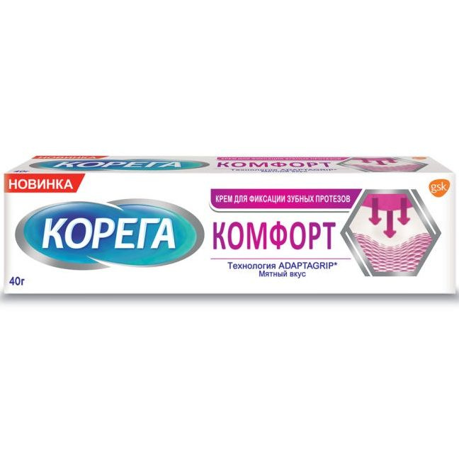 Корега крем для фиксации зубных протезов Комфорт мятный вкус 40г ...