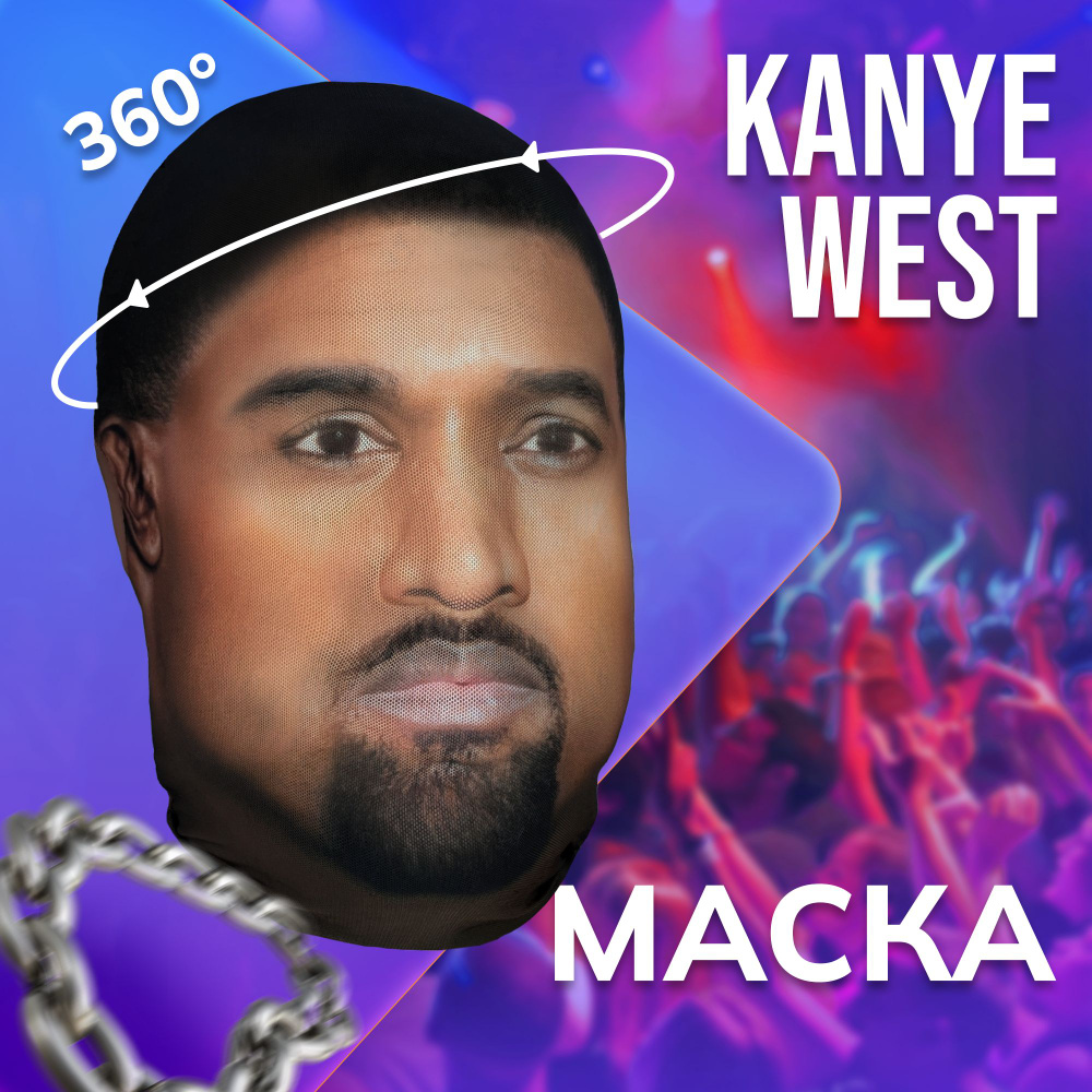 Карнавальная тканевая маска НА ЛИЦО Kanye West Канье Уэст Вест  #1