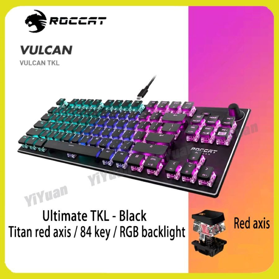 ROCCAT Игровая клавиатура проводная VULCAN, Английская раскладка, черный, бордовый  #1