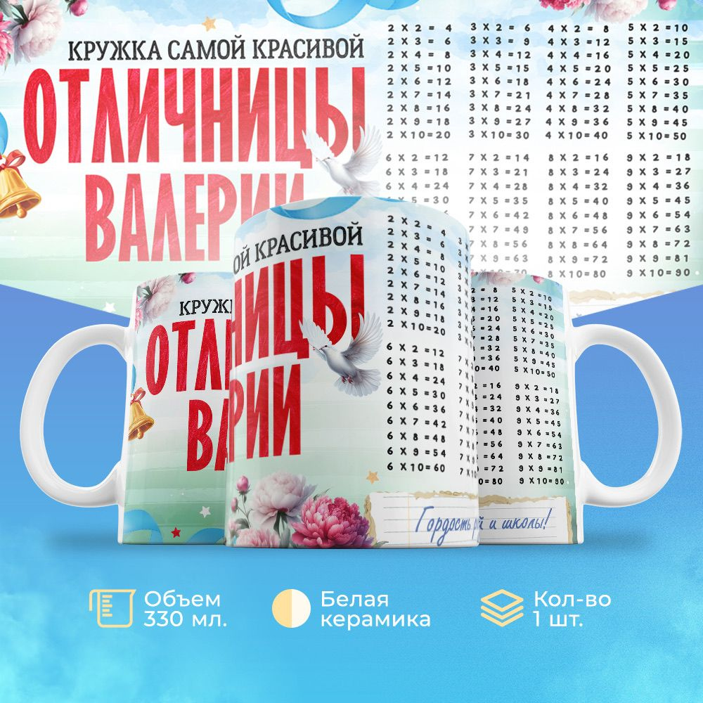 Кружка 330мл, с именем, Отличницы Валерии #1