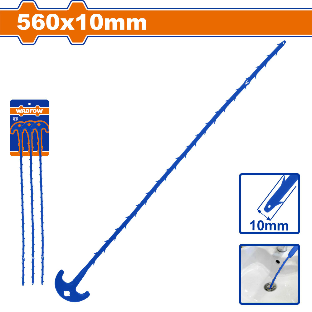 Сантехнический пластиковый трос 3шт. 560мм х 10мм WADFOW WDD1156 #1