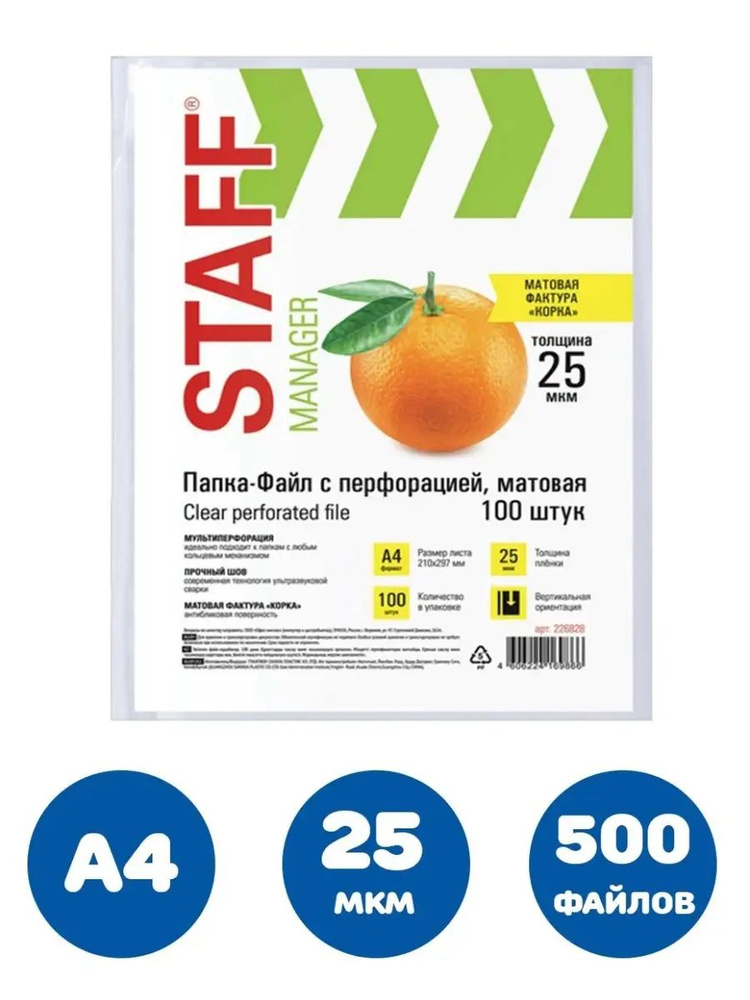 Staff Файл A4 (21 × 29.7 см) 100 шт., 25 мкм #1