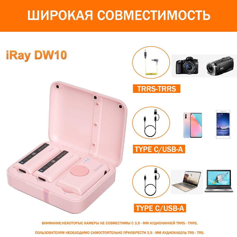 7Ryms Микрофон для мобильного устройства iRay DW10A, розовый #1