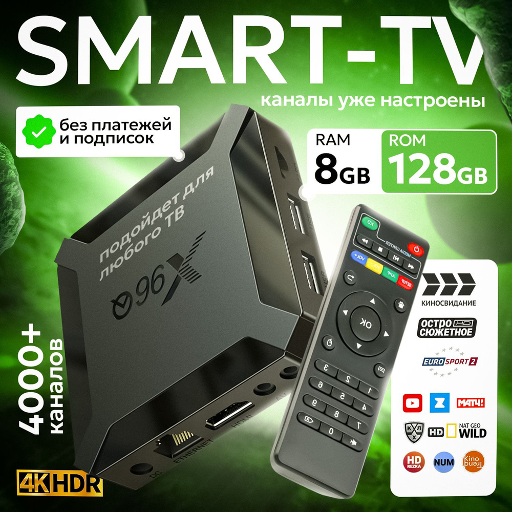 Медиаплеер x96q, HDMI, USB, AV, черный, Android купить по низкой цене с  доставкой в интернет-магазине OZON (1600640556)