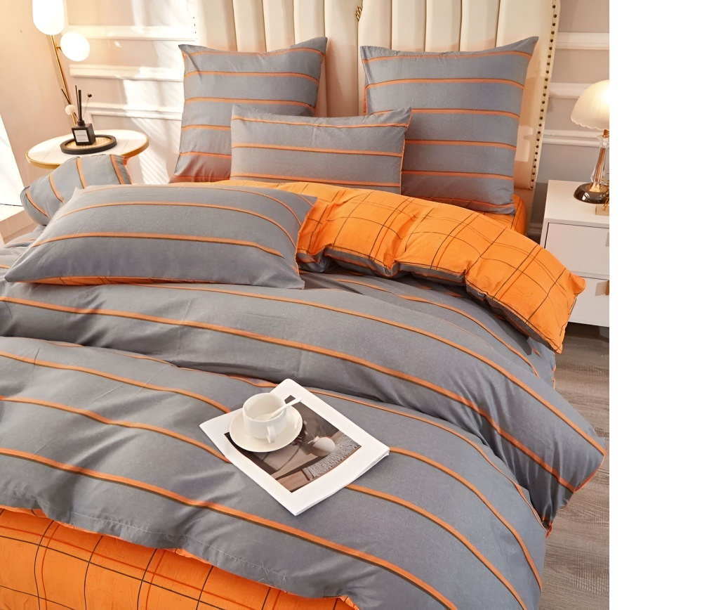 Постельное белье ЕВРО САТИН на резинке Айми, 4 наволочки, Простыня 220x240 на резинках по углам. #1