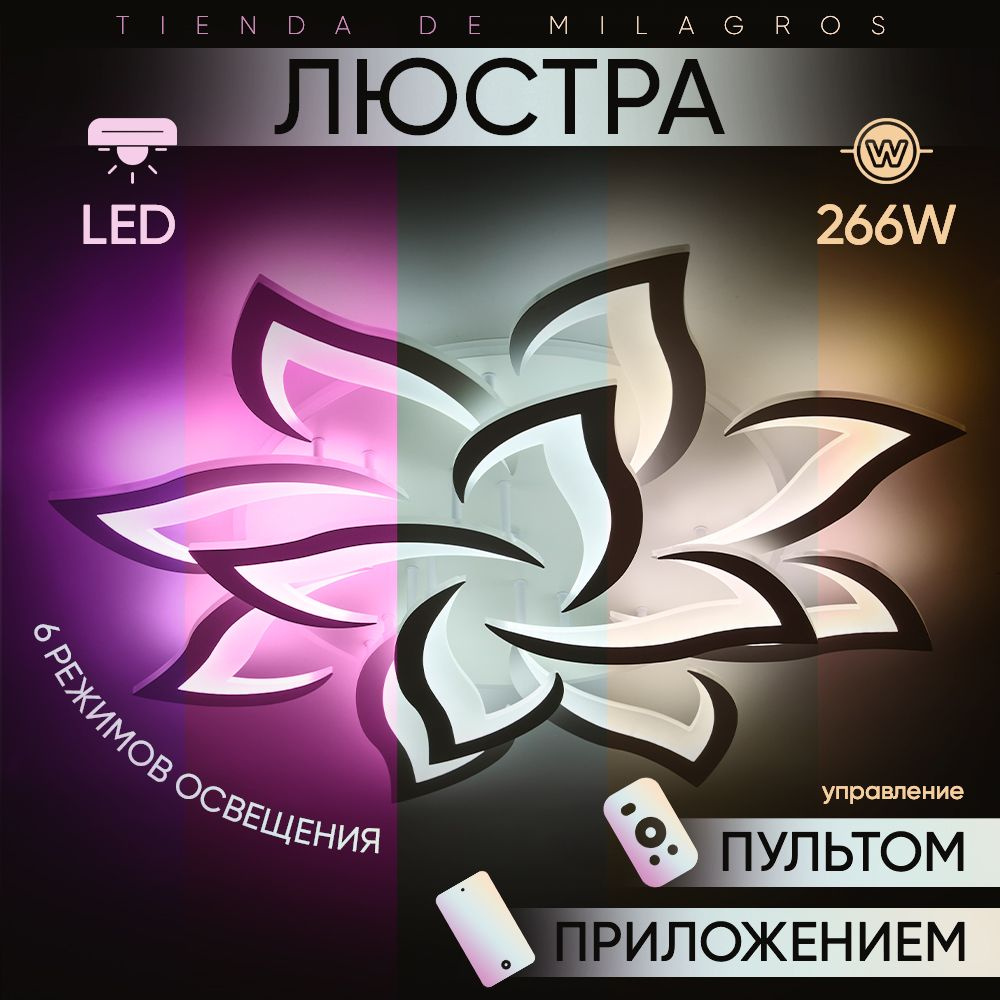 Люстра потолочная. Светодиодная яркая лампа 266w. LED освещение ...