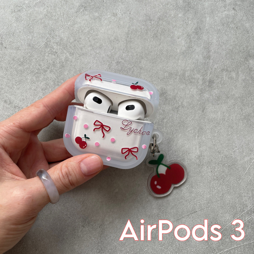 Чехол силиконовый матовый AirPods 3/аирподс 3 вишенки #1