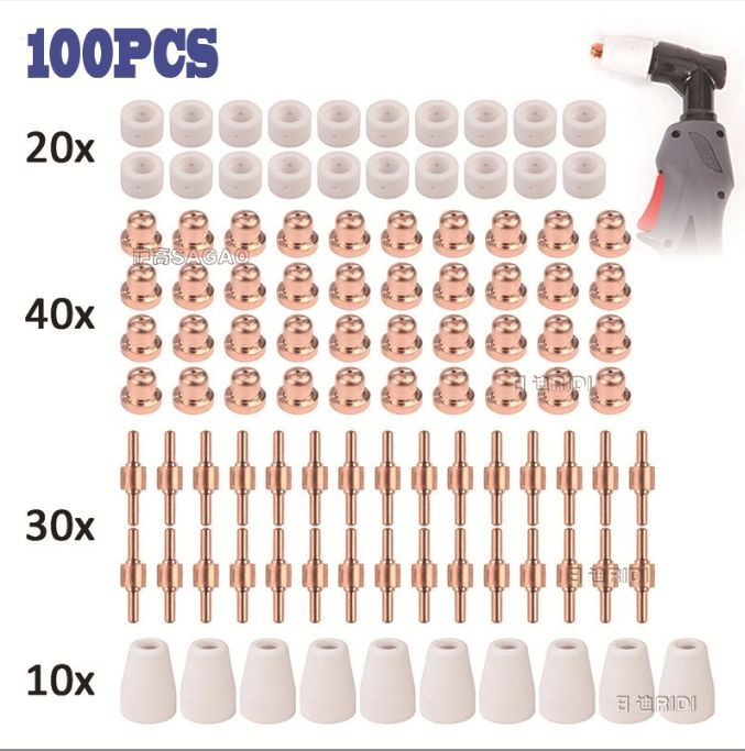 100 шт.Сопла катоды плазморез Cut 40 диффузоры насадки на плазменный резак PT-31  #1