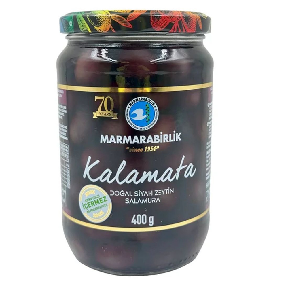 Оливки зеленые с косточкой KALAMATA размер 4XL, 400 г Marmarabirlik Salamura  #1