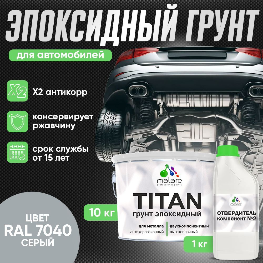 Эпоксидный грунт для авто Malare TITAN / 2К автогрунтовка двухкомпонентная антикоррозионная высокопрочная, #1