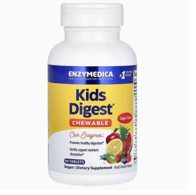 Enzymedica, Kids Digest, жевательные пищеварительные ферменты, фруктовый пунш, 90 жевательных таблеток #1