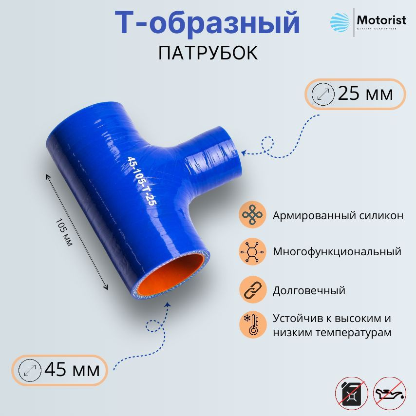 Motorist Патрубок охлаждения, 105 мм, арт. 45-105-Т-25 #1