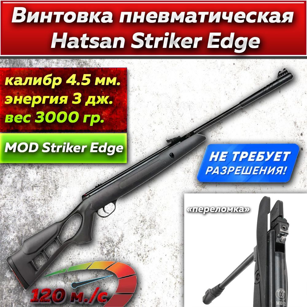 Винтовка пневматическая Hatsan Striker Edge (переломка, пластик) кал.4,5 мм, 3 Дж.  #1