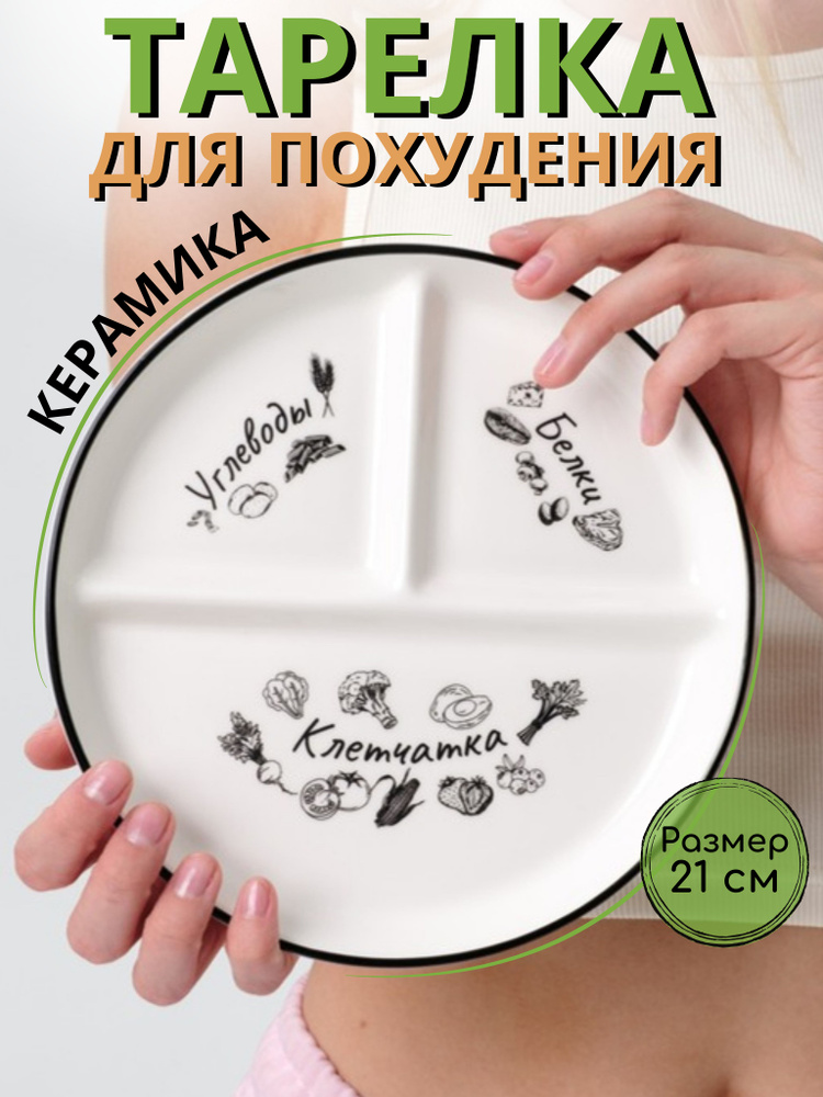 Тарелка для похудения / керамика / MM Лавка #1