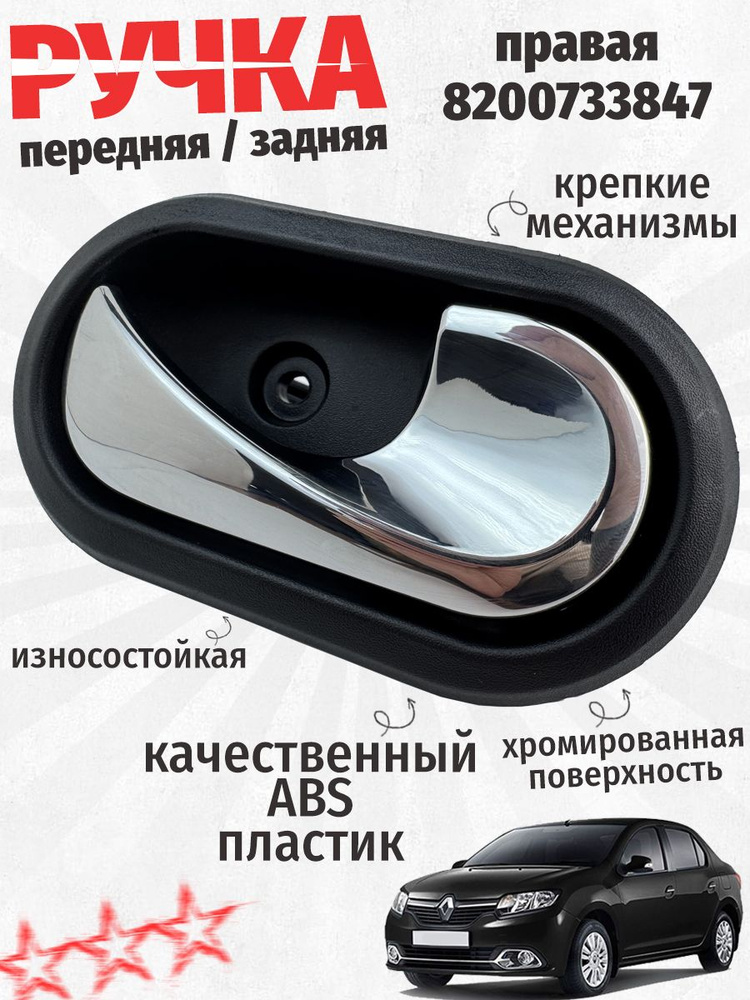 Ручка двери Ларгус внутренняя правая (черная) 8200733847