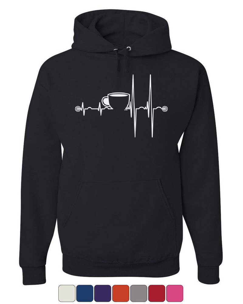 Худи Толстовка Coffee Cup Heartbeat Hoodie Energy Waking up Coffee Drinker Sweatshirt #1