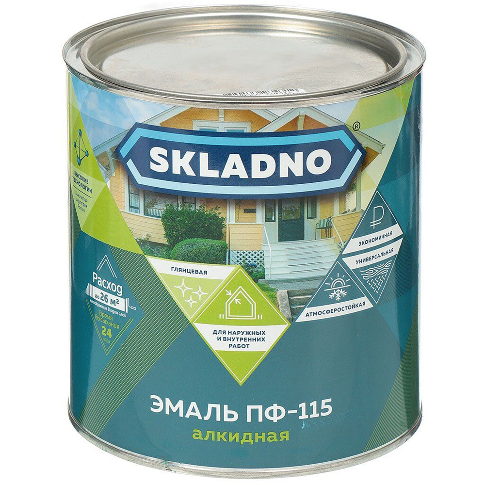 Skladno Эмаль алкидная, глянцевая, белая, 2.6 кг, ПФ-115 #1
