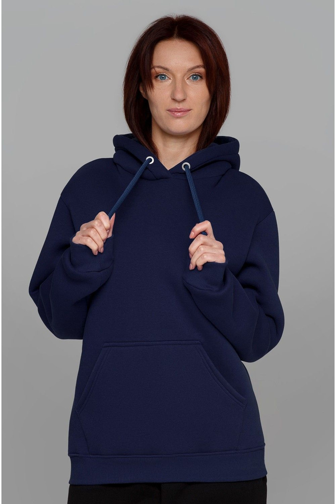 Худи Магазин Толстовок - Premium Hoodie 330-360гр, Худи, утепленная, с начесом, M-42-44-RU-Woman, Темно-синий #1