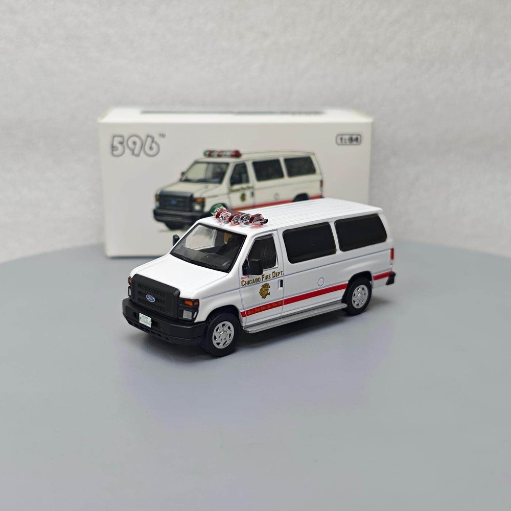 Машинка 596 MODEL 1:64 Ford E350 Chicago Fire Department Die-cast Alloy ...