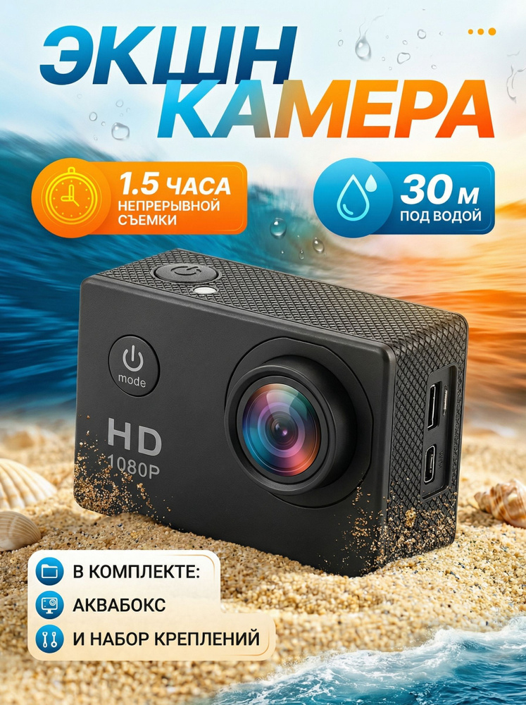 Экшн камера на шлем водонепроницаемая, гоу про экшен #1