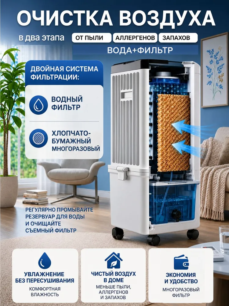 Увлажнитель, Мобильный напольный кондиционер, охладитель воздуха, кондиционер 3в1, вариант, фото 5