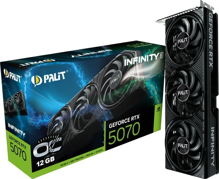 Palit Видеокарта GeForce RTX 5070 RTX5070 Infinity 3 OC 12 ГБ (NE75070S19K9-GB2050S)